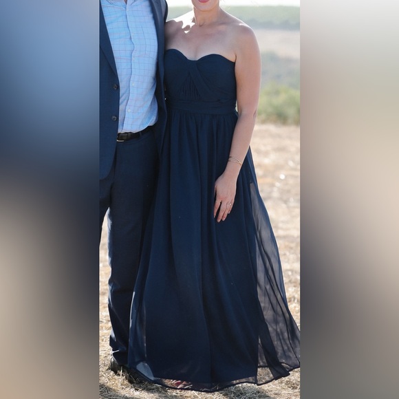 Birdy Gray | Navy Blue Bridesmaid Dress Convertible Size Medium - Picture 4 of 15